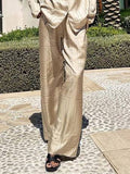 Geometric Letter Print Shirt Wide Leg Suit-Pants