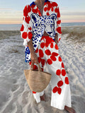 Unique Polka Dot Leopard Print Oversized Shirt and Elastic Waist Pocket Pants Set