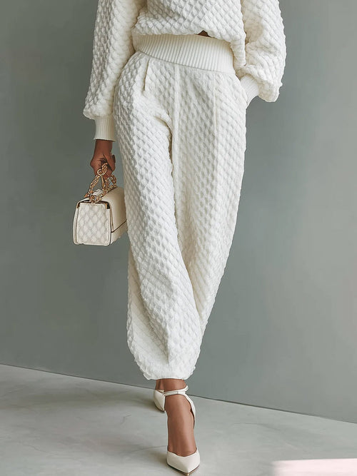 Casual Textured Knit Pullover
