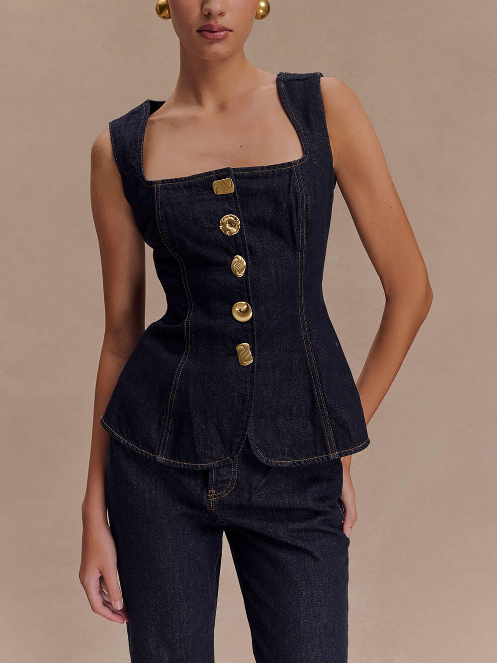 Modern Playful Unique High Waist Pocket Straight Jeans