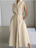 Vertical Collar V-neck A- Shaped Dress
