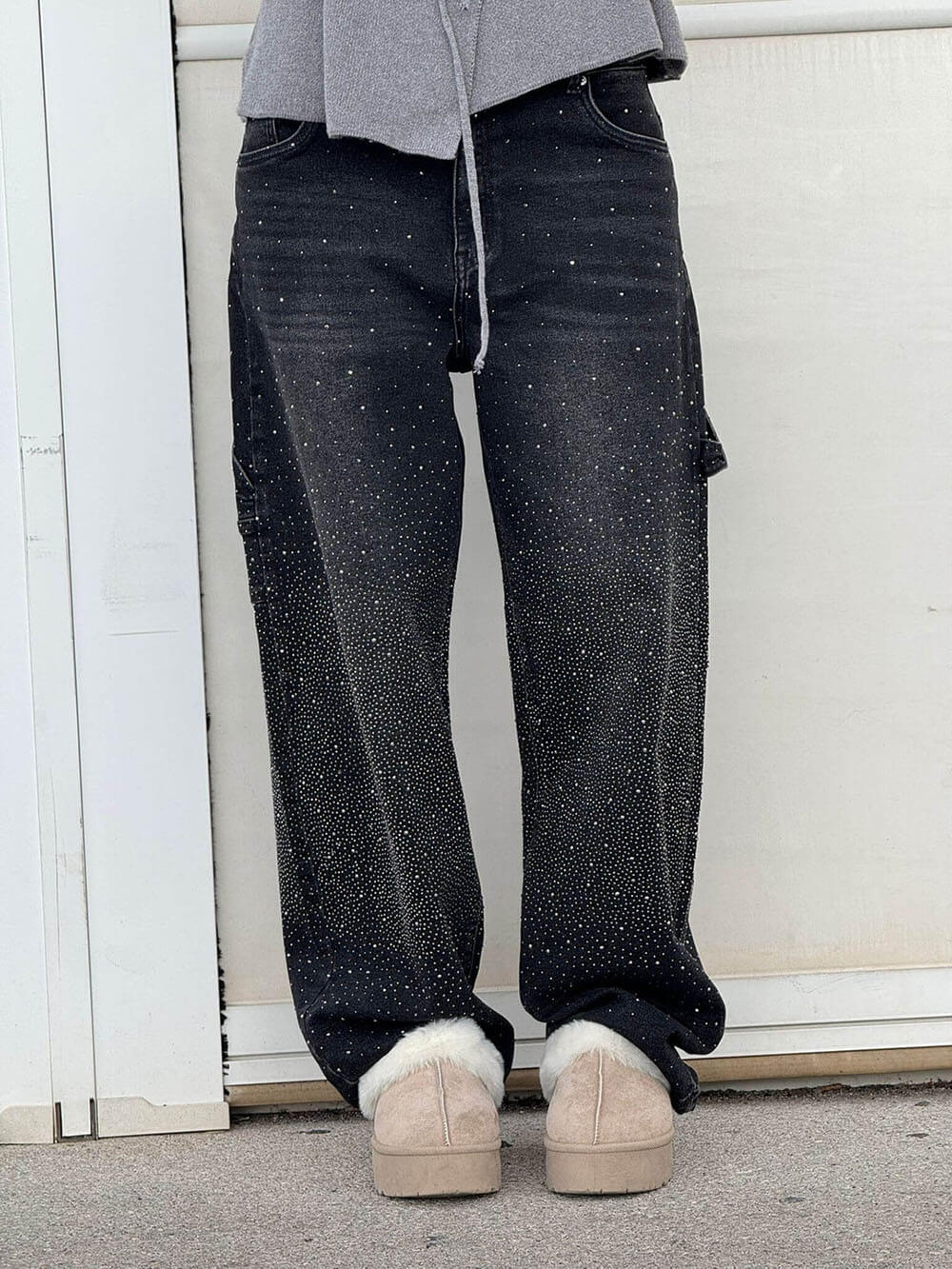 Classic Fashion Balloon Carpenter Shine Denim Jeans